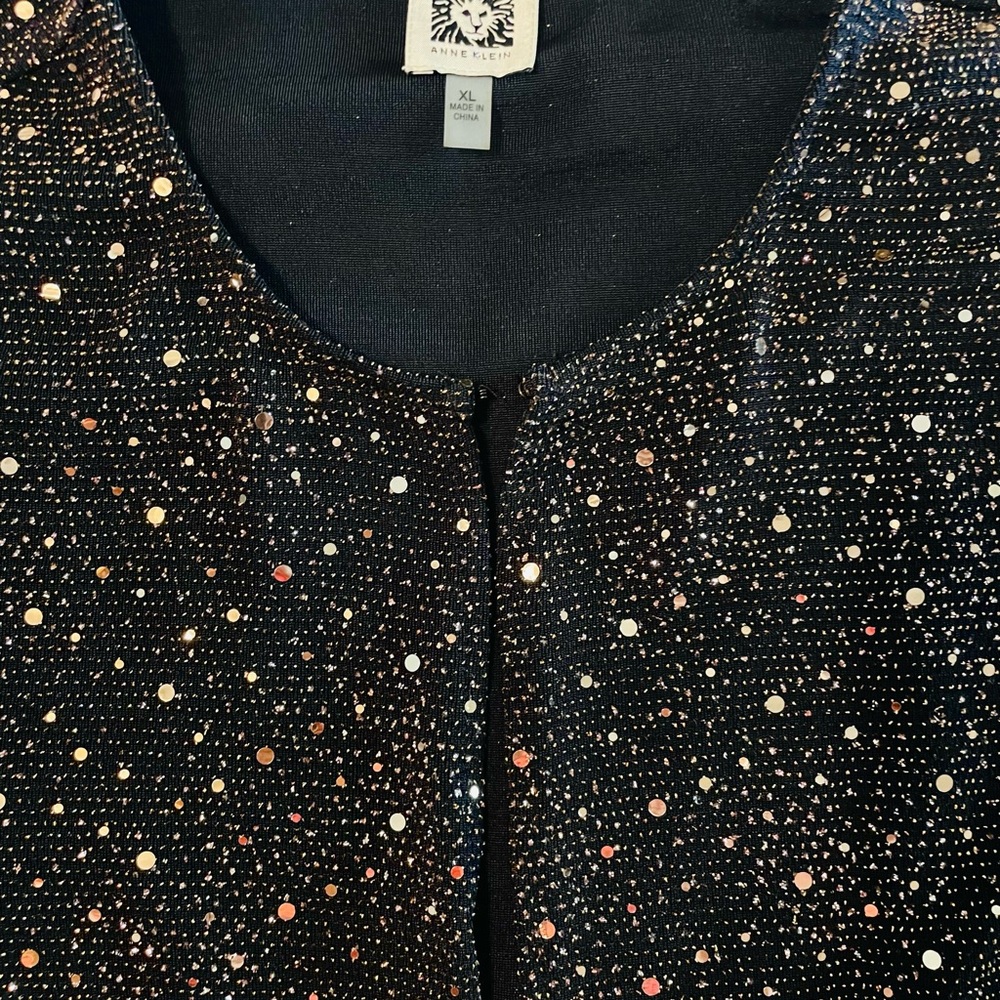 Anne Klein Black Duster with Sequin Design